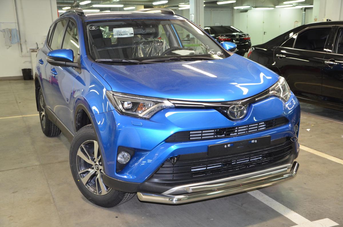 Защита переднего бампера (радиус) двойная для автомобиля TOYOTA RAV4  2015. TRAV.15.03, Россия