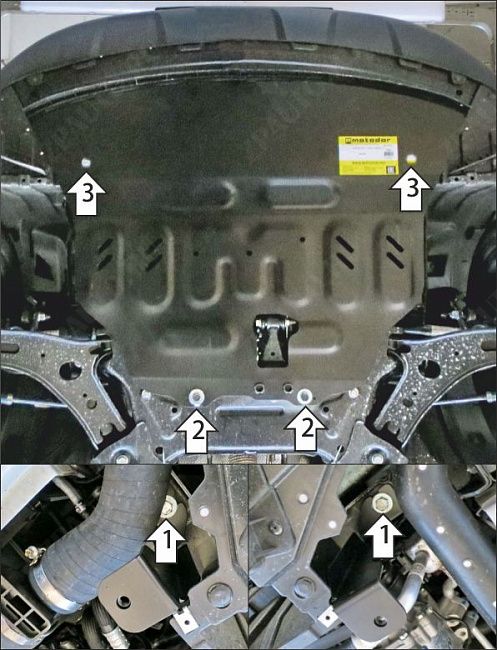 Защита стальная Мотодор (Двигатель, Коробка переключения передач), 2 мм,  для BAIC X35  2019- арт. 78501