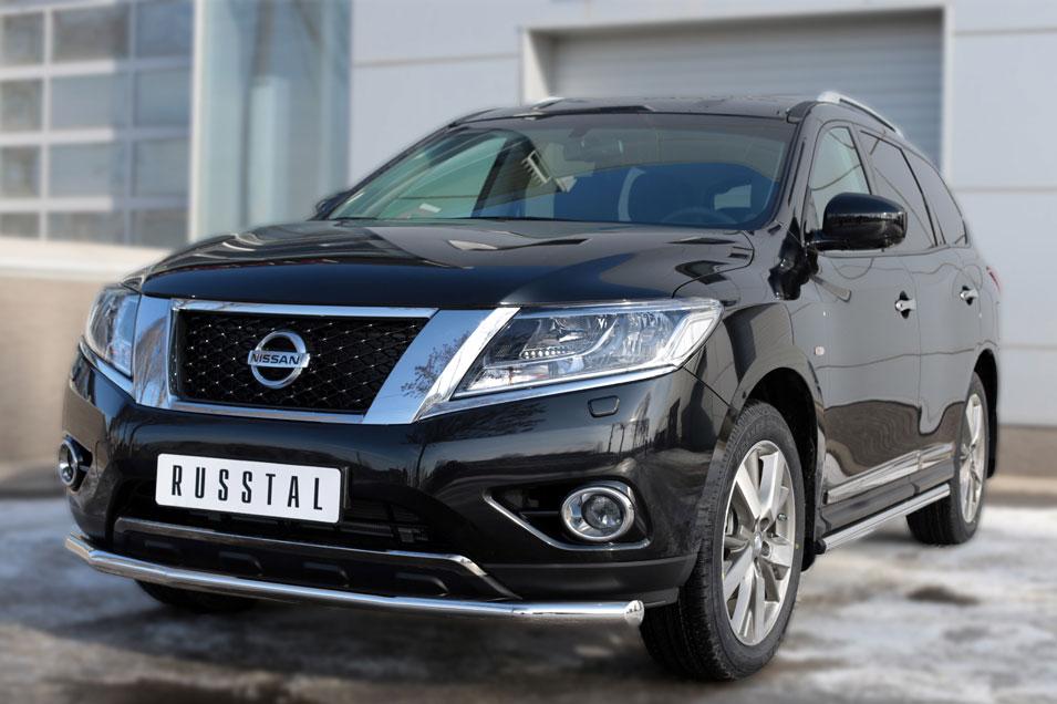 Пороги труба d63 вариант 2 для Nissan Pathfinder 2014, Руссталь NPT-0020202