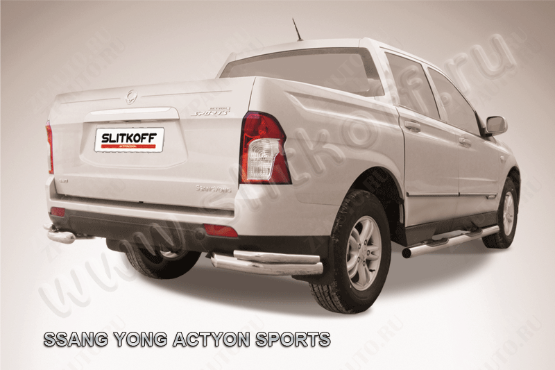 Уголки d76+d42 двойные SsangYong Actyon Sport (2012-2016) , Slitkoff, арт. SYAS014