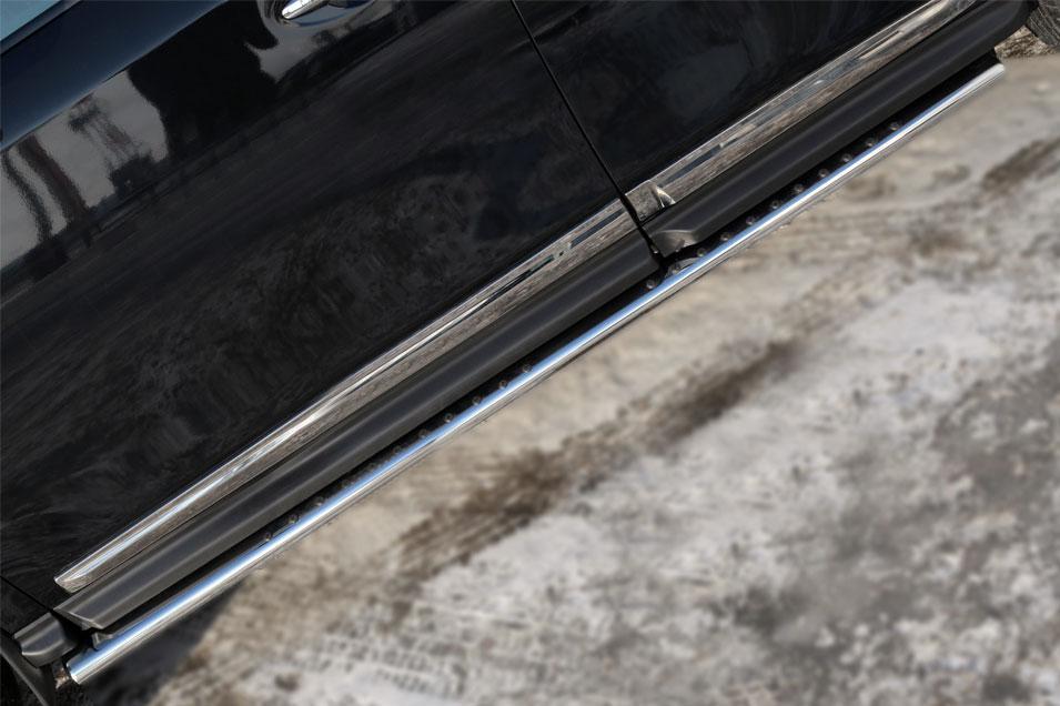 Пороги труба 120х60 овал с проступью для Nissan Pathfinder 2014, Руссталь NPO-002024
