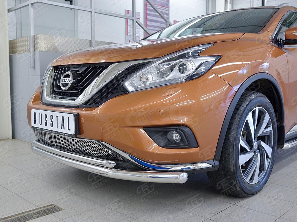 Защита переднего бампера d63/42 для Nissan Murano 2016, Руссталь NMUZ-002402