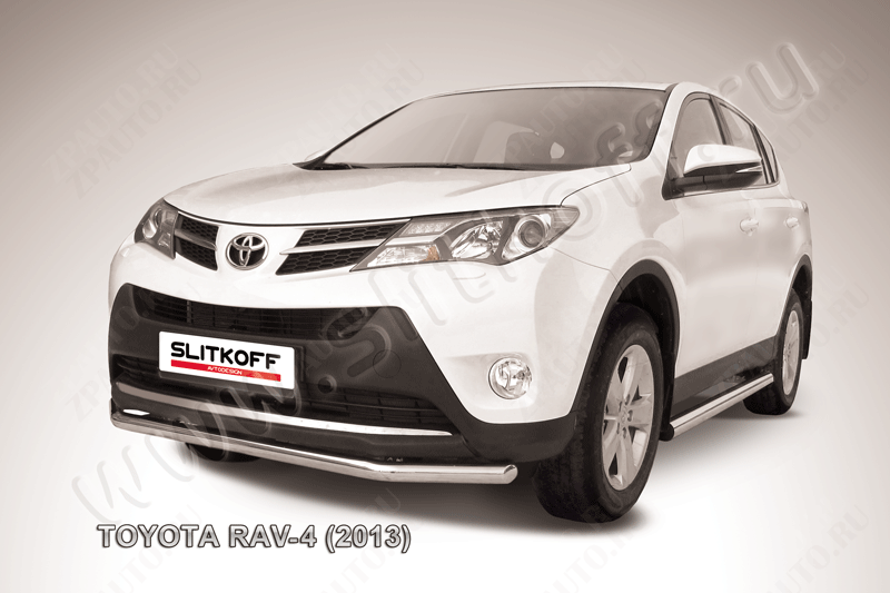 Защита переднего бампера d57 Toyota Rav-4 (2012-2015) Black Edition, Slitkoff, арт. TR413-004BE