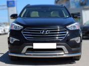 Защита переднего бампера двойная d60+43 на Hyundai Santa Fe Grand 2013 (Хенде Гранд Санта Фе 2013), Технотек HSFG12_1.1