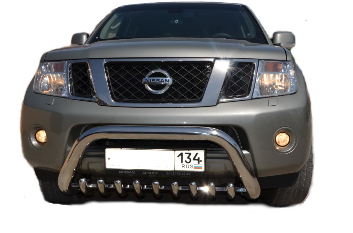 Защита переднего бампера скоба низкая+акула для автомобиля NISSAN Pathfinder 2010-2013. NPF.10.76, Россия