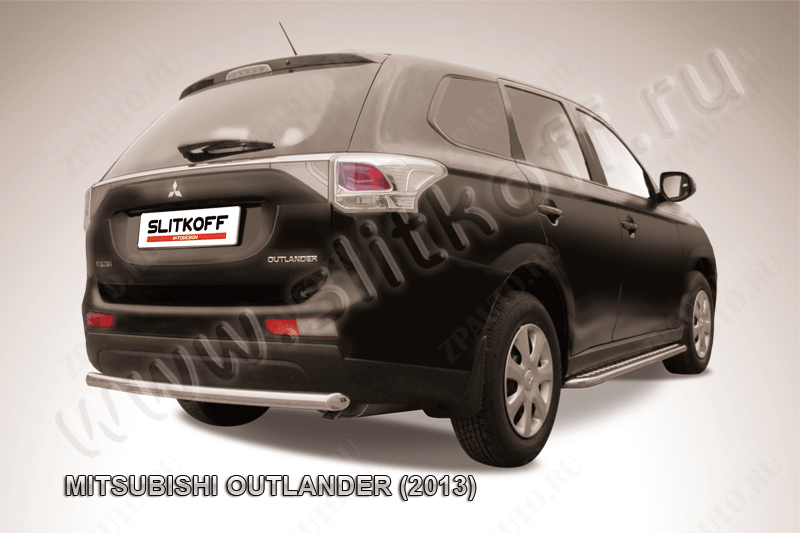 Защита заднего бампера d57 короткая Mitsubishi Outlander (2012-2015) , Slitkoff, арт. MOUT13-011