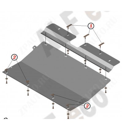 Защита  картера и КПП Dodge Grand Caravan IV 2000-2007 V-3,0; 3,3; 3,5; 3,8; 4,0 , ALFeco, сталь 2мм, арт. ALF3301st-2