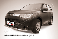 Защита переднего бампера d57+d42 двойная Mitsubishi Outlander (2012-2015) Black Edition, Slitkoff, арт. MOUT13-002BE