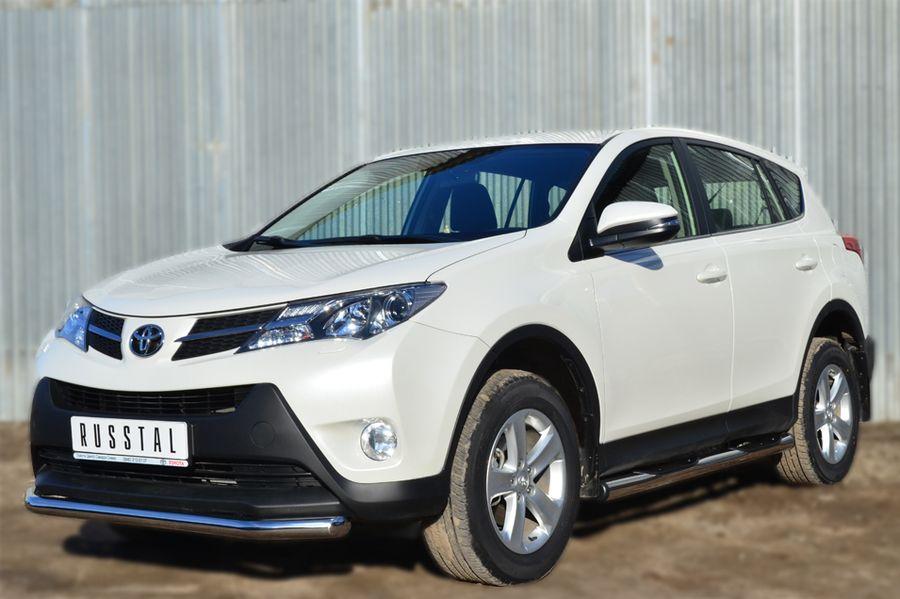 Пороги труба d76 с накладками вариант 2 для Toyota RAV4 2012, Руссталь TR4T-0012842