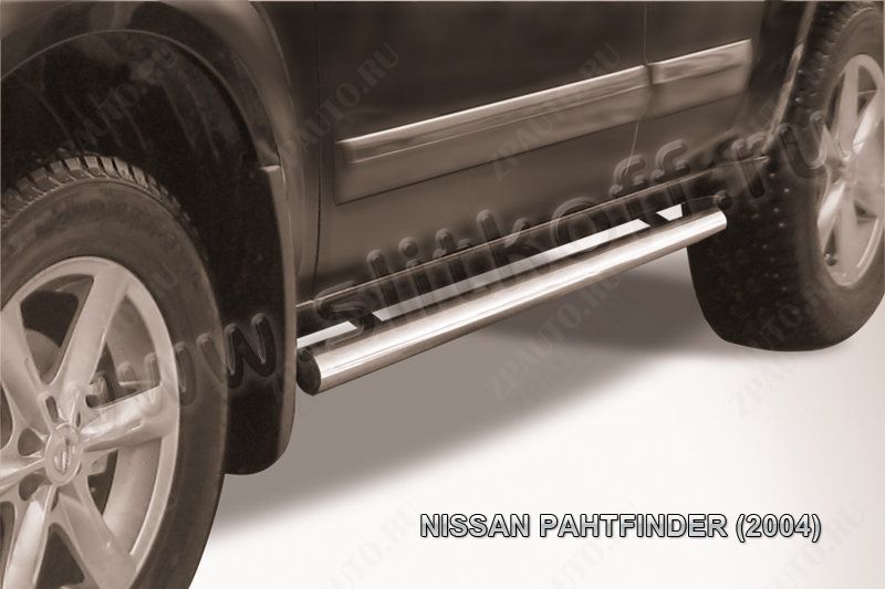 Защита порогов d76 труба Nissan Pathfinder R51 (2004-2010) Black Edition, Slitkoff, арт. NIP008BE