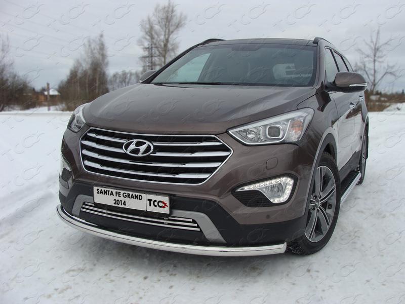 Защита передняя нижняя 60,3 мм для автомобиля Hyundai Santa Fe Grand 2014-2016, TCC Тюнинг HYUNSFGR14-02