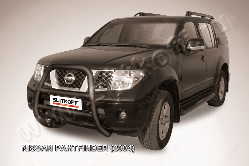 Кенгурятник d76 высокий черный Nissan Pathfinder R51 (2004-2010) , Slitkoff, арт. NIP002B