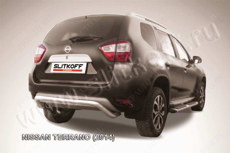 Защита заднего бампера d57 скоба Nissan Terrano (2014-2023) Black Edition, Slitkoff, арт. NTER14-008BE