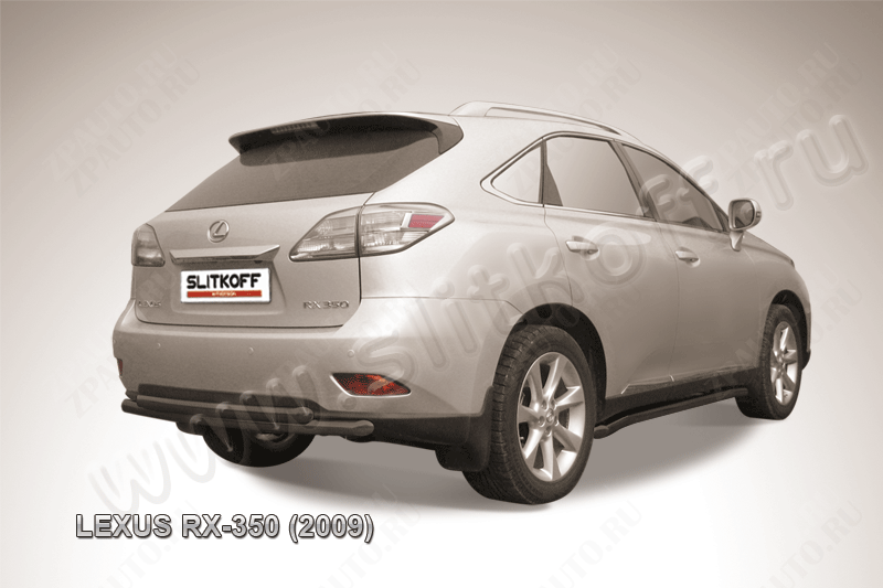 Защита заднего бампера d57+d57 двойная черная Lexus RX-350 (2008-2012) , Slitkoff, арт. LRX35014B