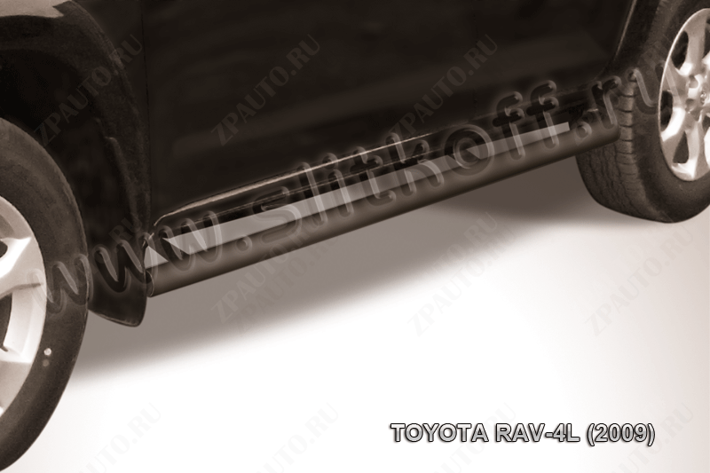 Защита порогов d76 труба черная Toyota Rav-4 L (2005-2010) , Slitkoff, арт. TR409L-014B