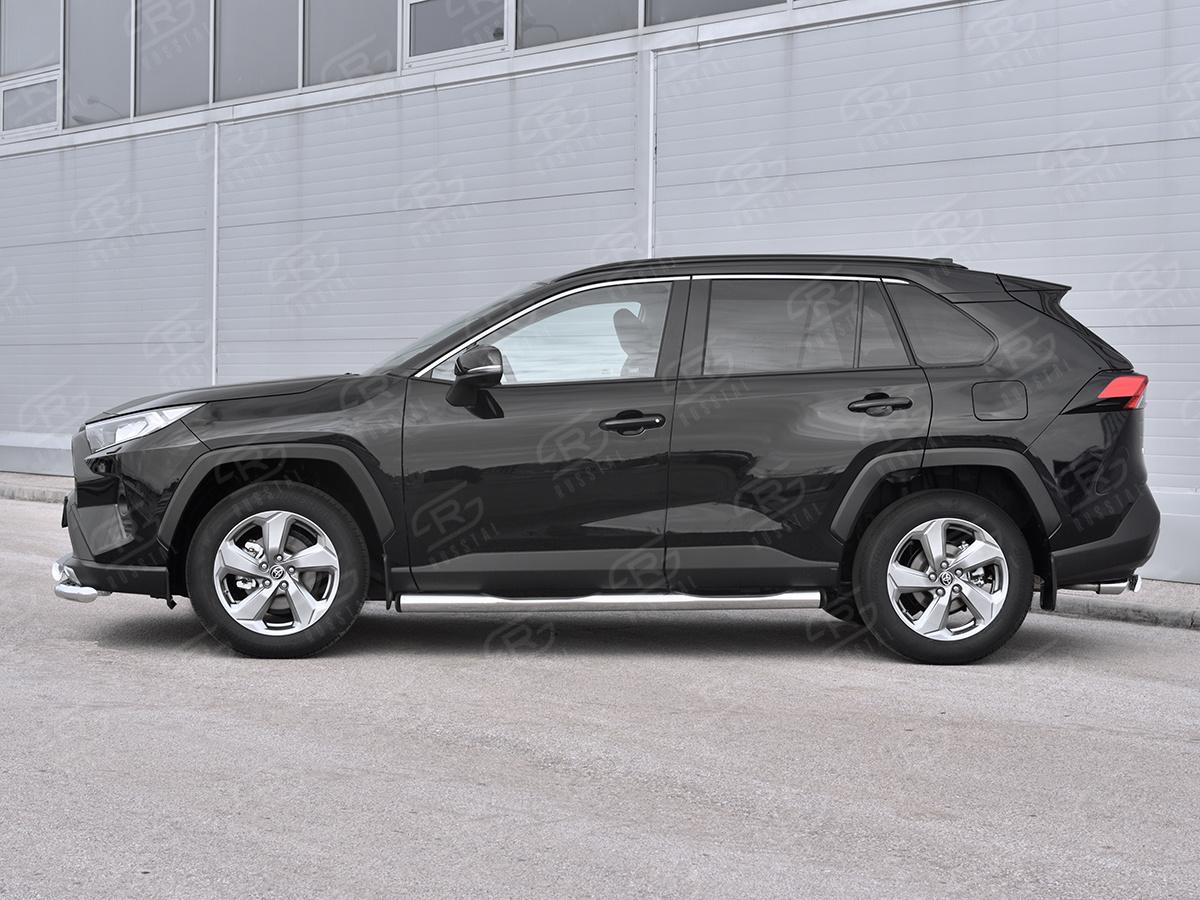 TOYOTA RAV4 2019- Пороги труба d76 с накладкой (вариант 2)  TR4T-0033672, РусСталь