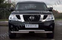 Защита переднего бампера d76/76 ступень для Nissan Patrol 2010, Руссталь PAZ-000892