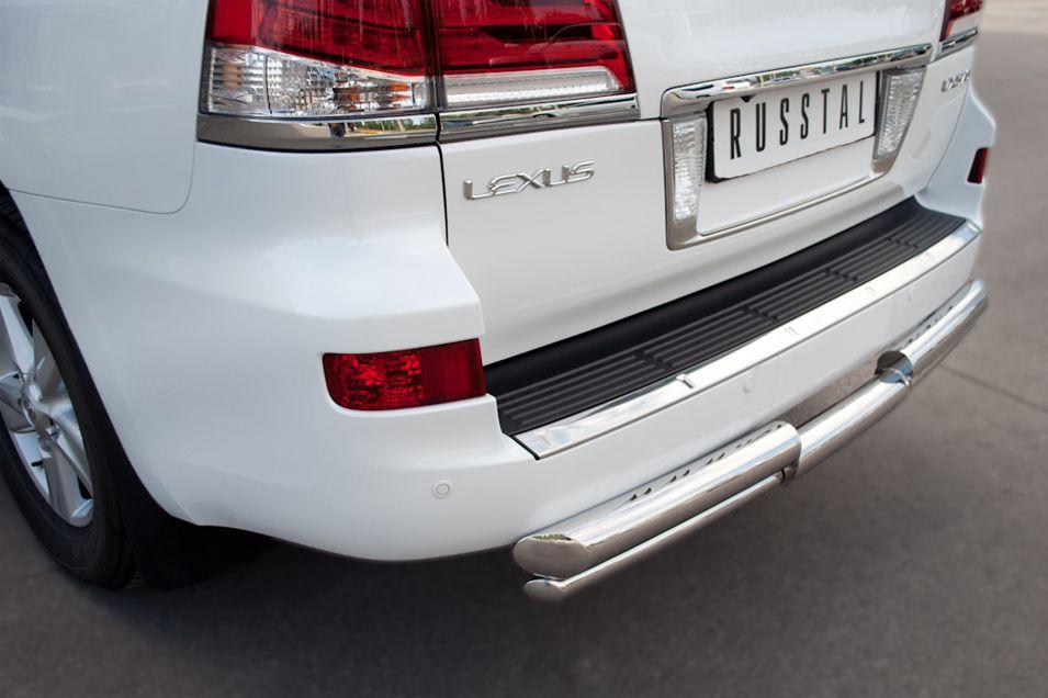 Защита заднего бампера d76/42 ступень для Lexus LX 570 2012, Руссталь LLXZ-000869