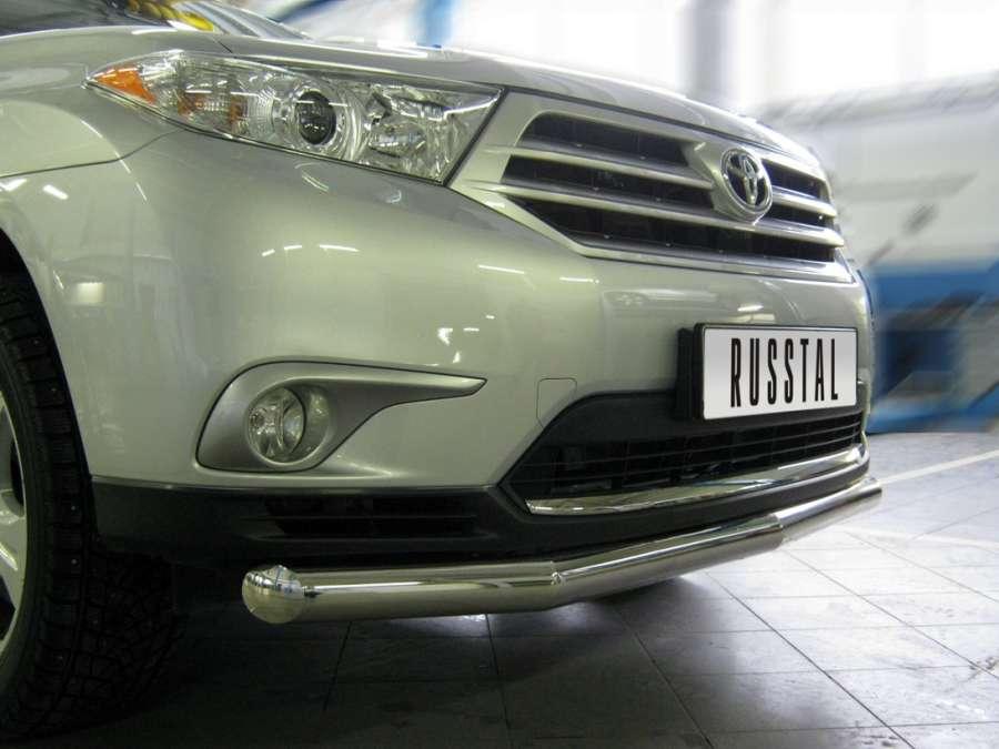 Защита переднего бампера d76 (4 секции) для Toyota Highlander 2010, Руссталь THZ-000730