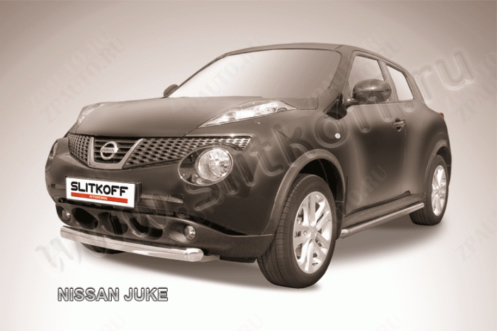 Защита переднего бампера d76 короткая Nissan Juke (2010-2014) , Slitkoff, арт. NJ2WD-001