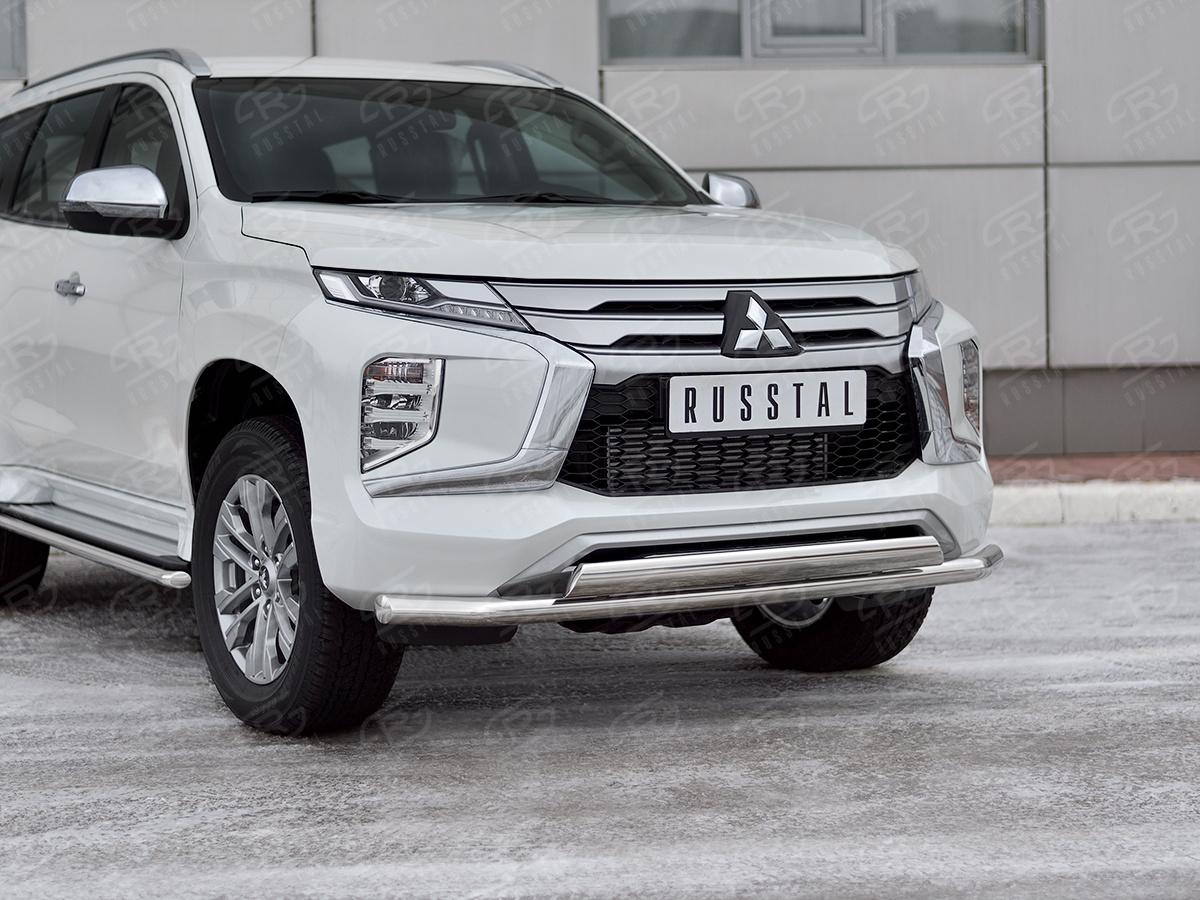 MITSUBISHI PAJERO SPORT 2021- Защита переднего бампера d63 секции-d75x42 дуга MPJSZ-003652