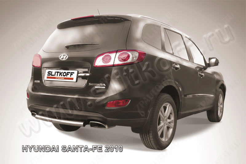 Защита заднего бампера d57 Hyundai Santa-Fe (2009-2012) Black Edition, Slitkoff, арт. HSFN011BE