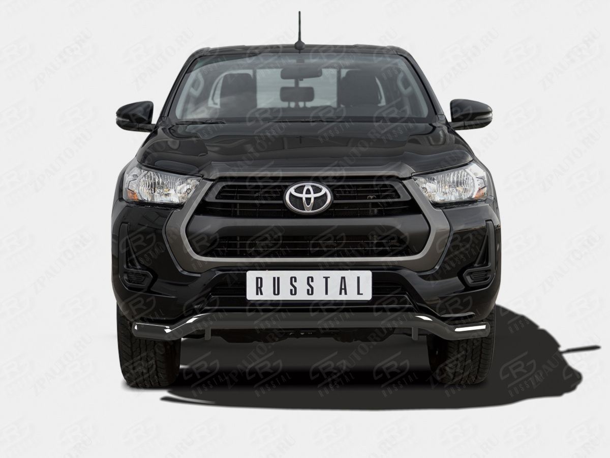 TOYOTA HILUX 2020- Защита переднего бампера d63 волна black THZ-003492CH