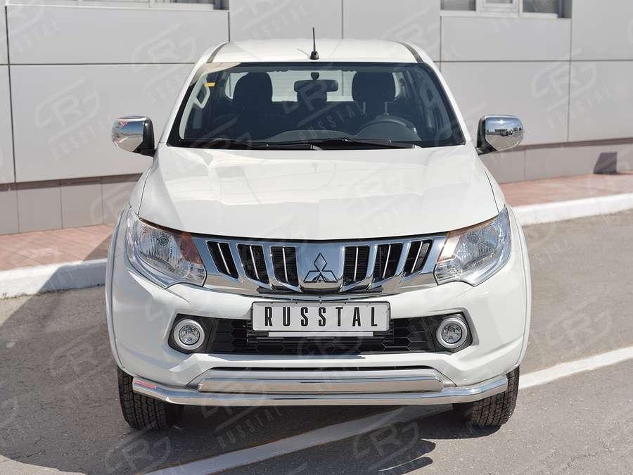 Защита переднего бампера d63/75х42 Mitsubishi L200 2015, Руссталь ML2Z-002245