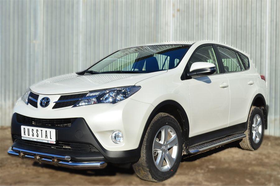 Пороги труба d42 с листом для Toyota RAV4 2012, Руссталь TR4L-001285