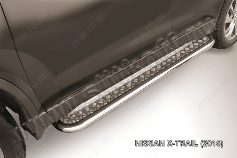 Защита порогов d57 с листом усиленная Nissan X-Trail (2013-2023) , Slitkoff, арт. NXT15-007