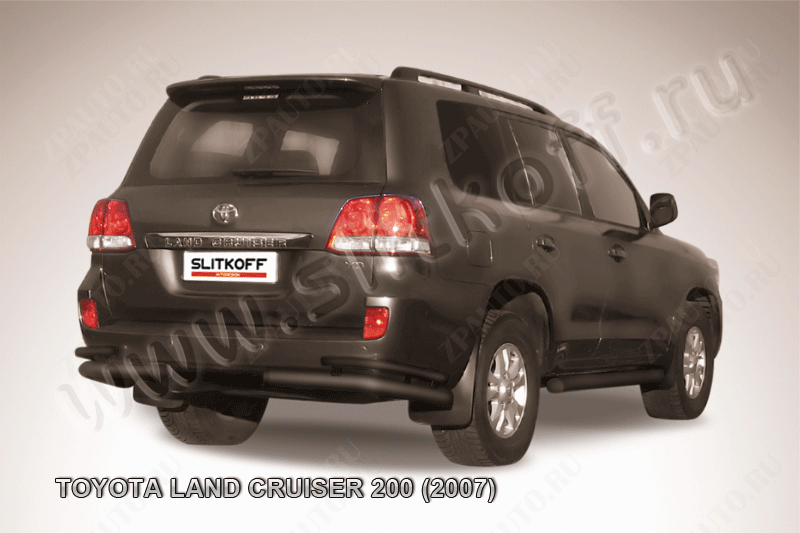 Уголки d76+d42 двойные черные Toyota Land Cruiser 200 (2007-2012) , Slitkoff, арт. TLC2-024B