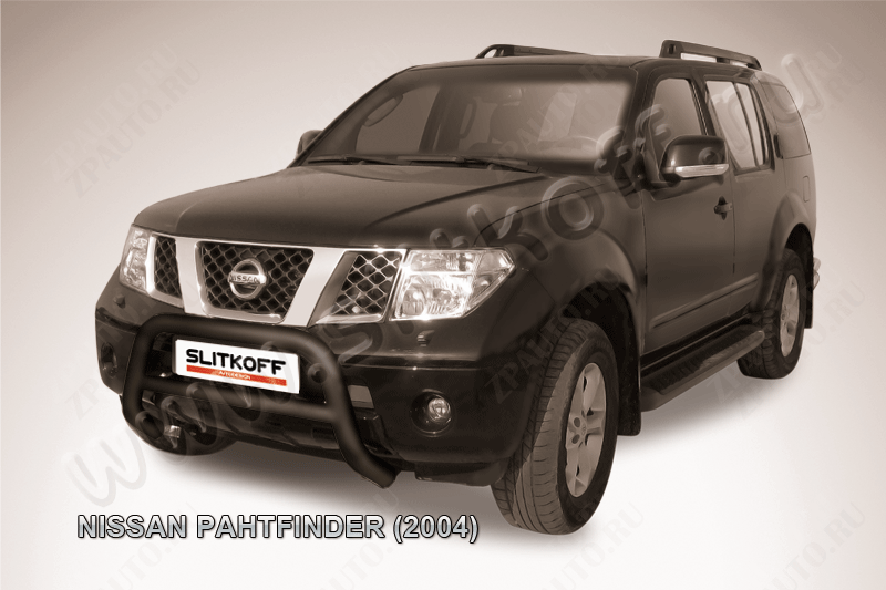 Кенгурятник d76 низкий черный Nissan Pathfinder R51 (2004-2010) , Slitkoff, арт. NIP004B