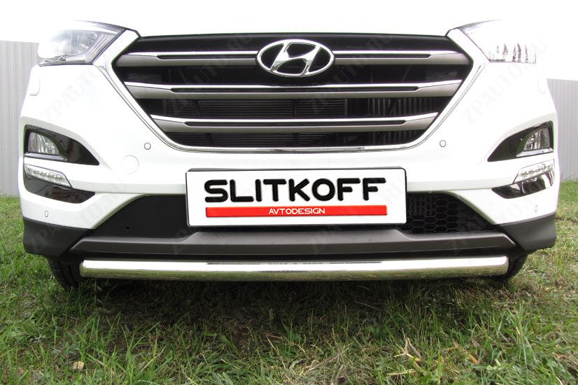 Защита переднего бампера d57 Hyundai Tucson 4WD (2015-2018) , Slitkoff, арт. HT4WD15003