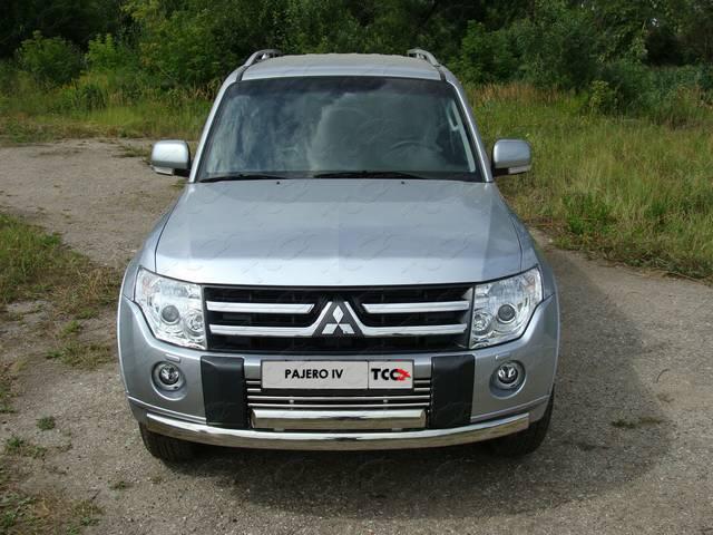 Защита передняя нижняя 75/75 мм для автомобиля Mitsubishi Pajero IV 2006-2011, TCC Тюнинг MITPAJ4-01