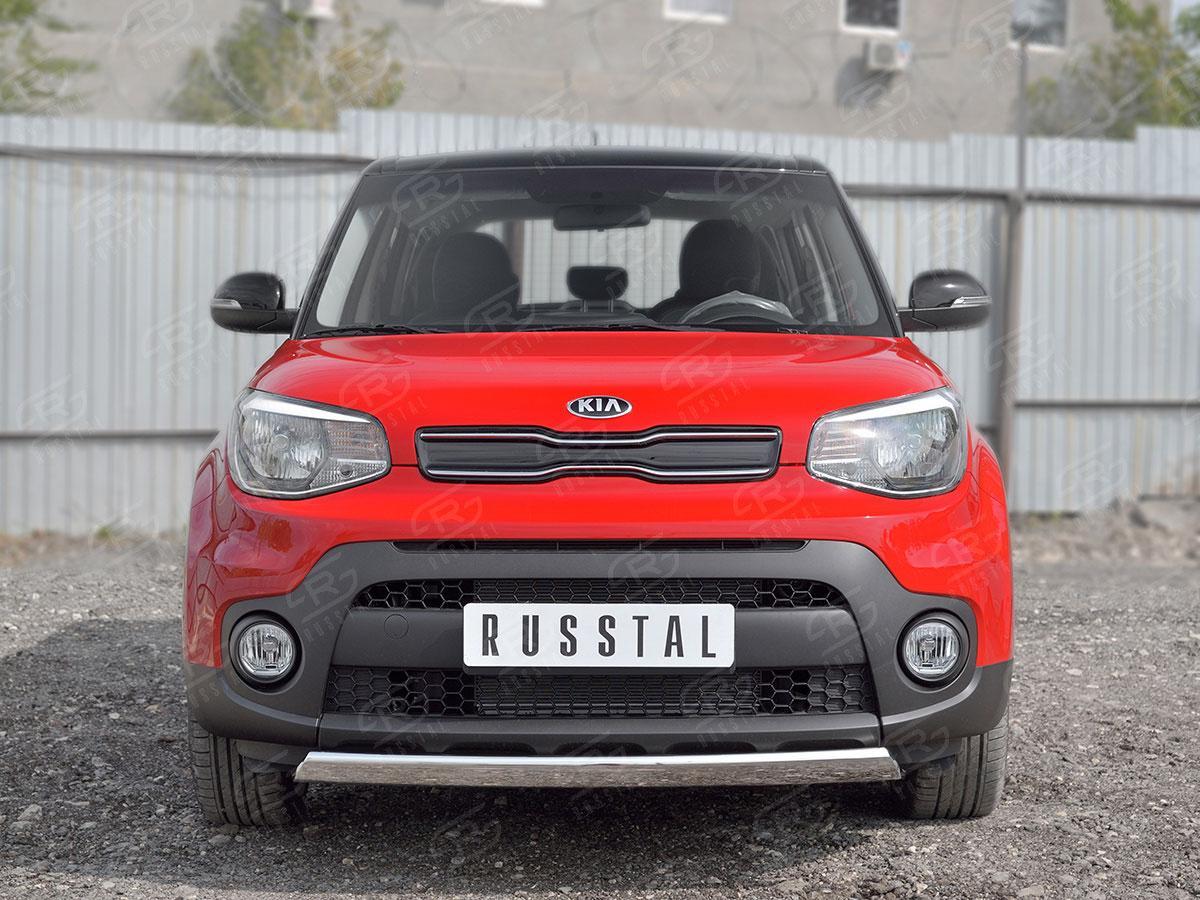 Защита переднего бампера d75х42 на KIA Soul II 2017, Руссталь KSOZ-002751