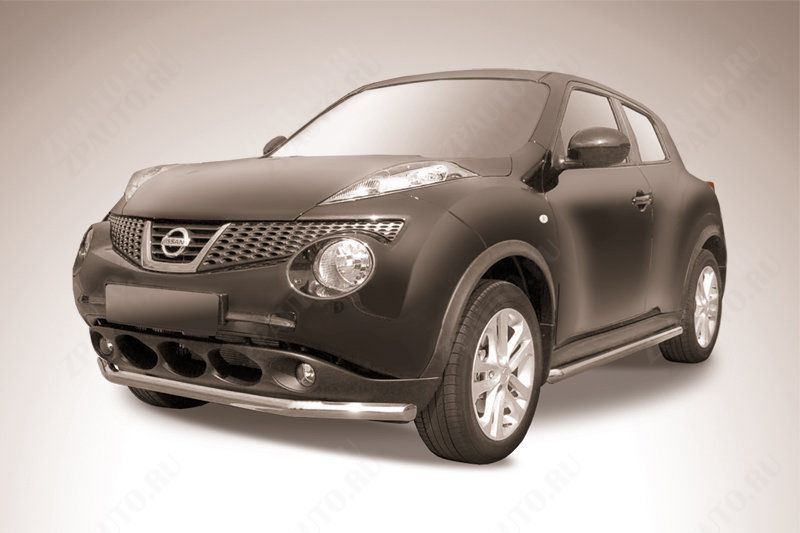 Защита переднего бампера d57 Nissan Juke 4WD (2010-2014) Black Edition, Slitkoff, арт. NJ4WD-004BE