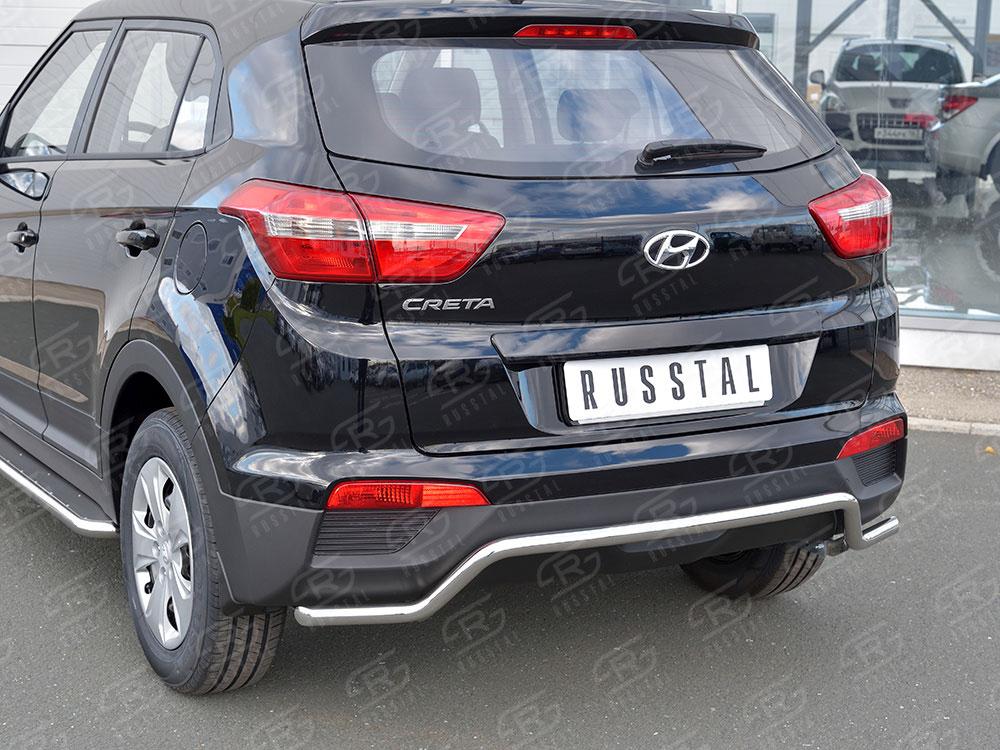 Защита заднего бампера d42 волна для Hyundai Creta 2016, Руссталь HCRZ-002428