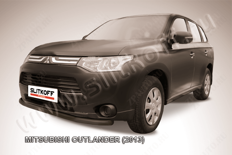 Защита переднего бампера d57 черная Mitsubishi Outlander (2012-2015) , Slitkoff, арт. MOUT13-003B