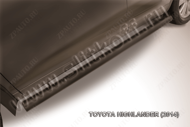 Защита порогов d76 труба черная Toyota Highlander (2014-2016) , Slitkoff, арт. THI14-009B