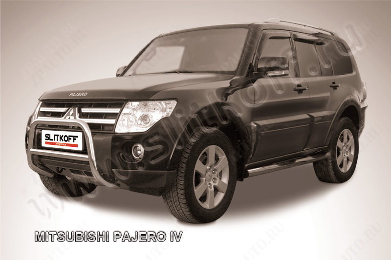 Кенгурятник d57 низкий Mitsubishi Pajero IV (2006-2023) Black Edition, Slitkoff, арт. MPJ008BE