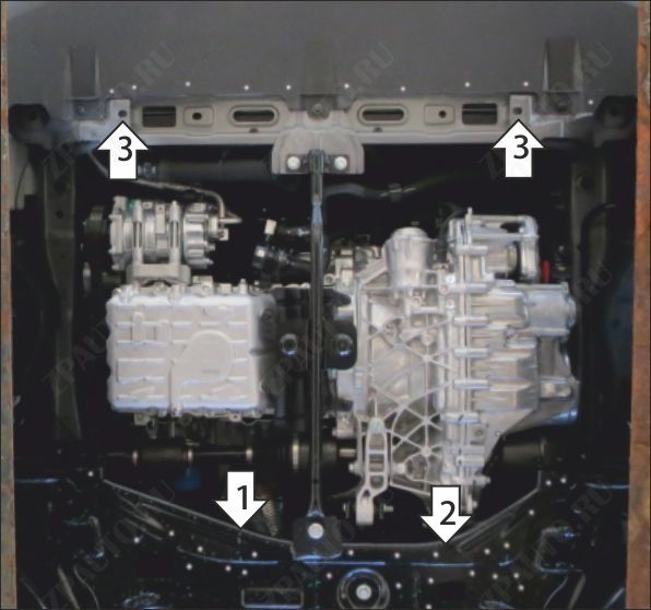 Защита стальная Мотодор (Двигатель, Коробка переключения передач), 2 мм,  для Jetour Dashing  2023- арт. 79013