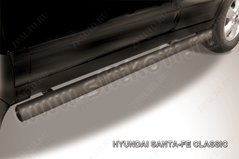 Защита порогов d76 труба черная Hyundai Santa-Fe Classic Таганрог (2000-2012) , Slitkoff, арт. HSFT011B