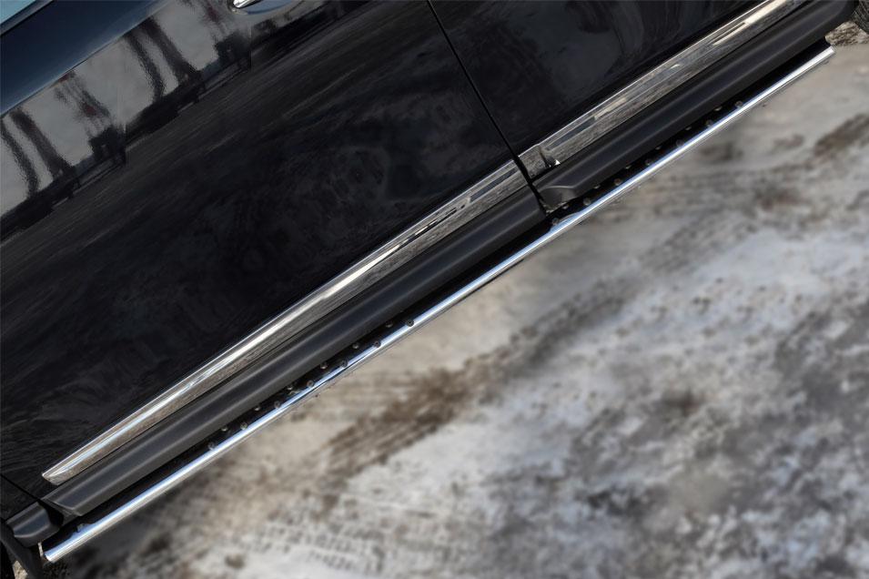 Пороги труба d75х42 овал с проступью для Nissan Pathfinder 2014, Руссталь NPO-002022