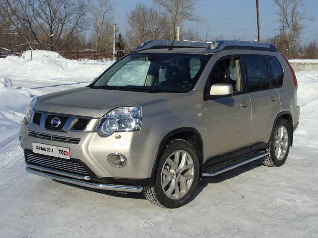 Защита передняя нижняя 60,3/42,4мм для автомобиля Nissan X-Trail (T31) 2011-2015, TCC Тюнинг NISXTR11-01