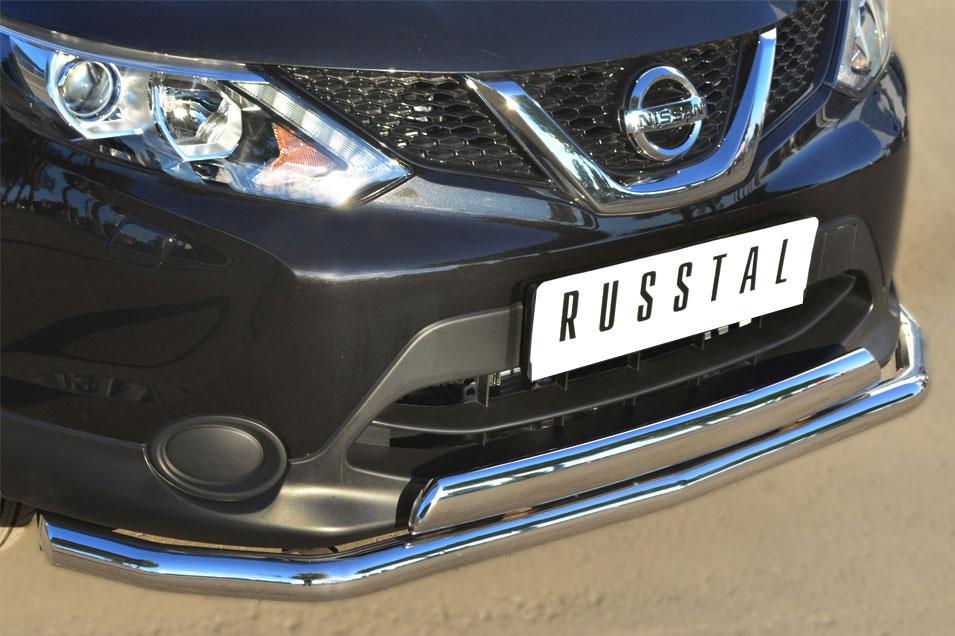 Защита переднего бампера d63/75х42 для Nissan Qashqai 2014, Руссталь NQQZ-001783