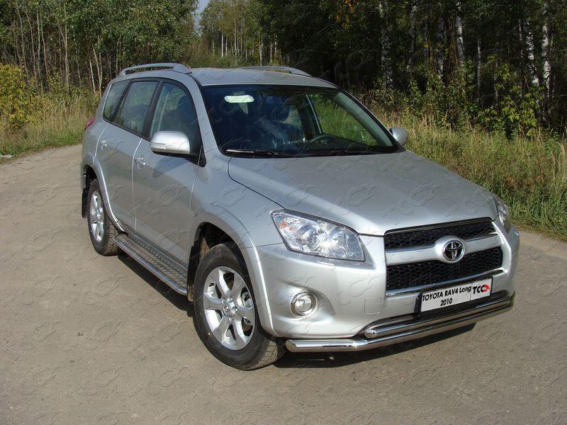 Защита передняя нижняя 60,3/42,4 мм для автомобиля Toyota RAV4 2010-2013 (длинная база), TCC Тюнинг TOYRAVLONG10-01