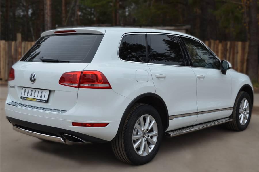 Пороги труба120х60 с проступью для Volkswagen Touareg 2010, Руссталь VTT-001072