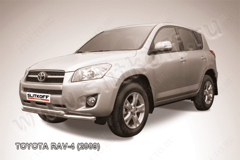 Защита переднего бампера d57+d57 двойная Toyota Rav-4 (2009-2010) Black Edition, Slitkoff, арт. TR409-007BE