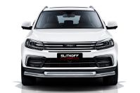 Защита переднего бампера d57+d57 Zotye Coupa (2013-2023) Black Edition, Slitkoff, арт. ZOTCOP-002BE