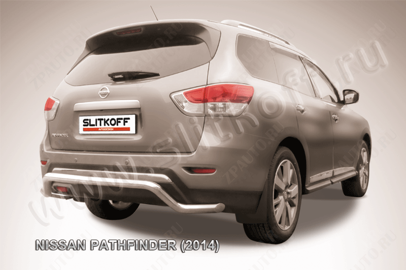 Защита заднего бампера d57 волна Nissan Pathfinder (2012-2017) , Slitkoff, арт. NIP14-012